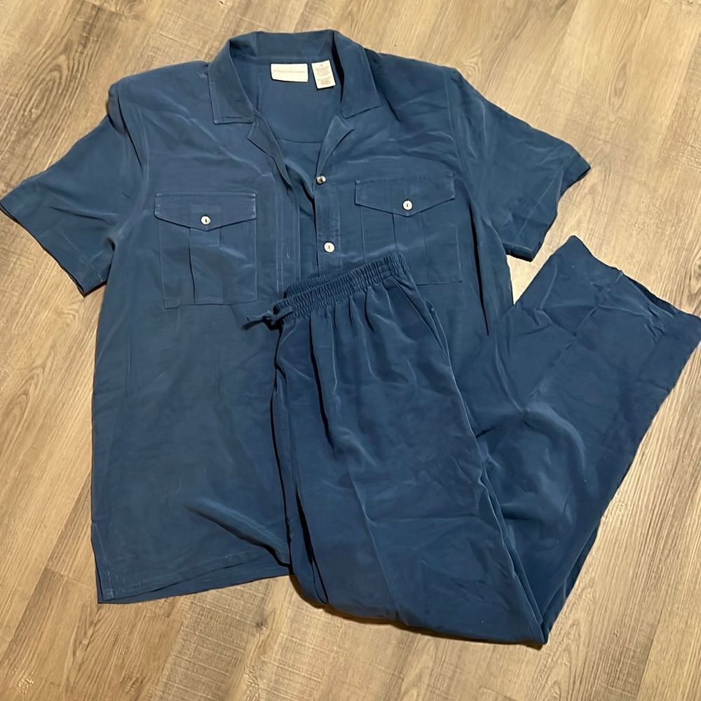 Alfred Dunner Blue Two Piece Outfit Set, Size 12, Coastal Grandma